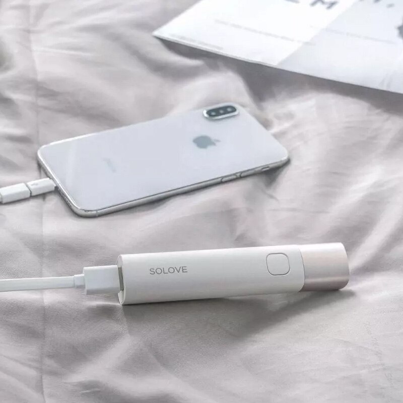 Xiaomi solove usb elektrisk fackla uppladdningsbar ljusstyrka ficklampa 3000 mah power bank bärbar mini led fackla för utomhuscykel