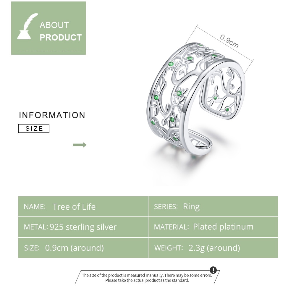 Wostu Cocktail Ring 925 Sterling Silver Tree Of Life Stapelbaar Vinger Ringen Voor Vrouwen Mode Bruiloft Sieraden CTR125