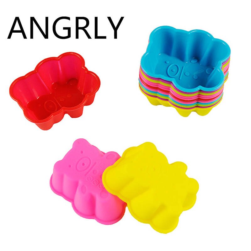 ANGRLY 10pcs Multi-color Silicone Cake Muffin Cupcake Mold Round Shape Baking Mould: 15