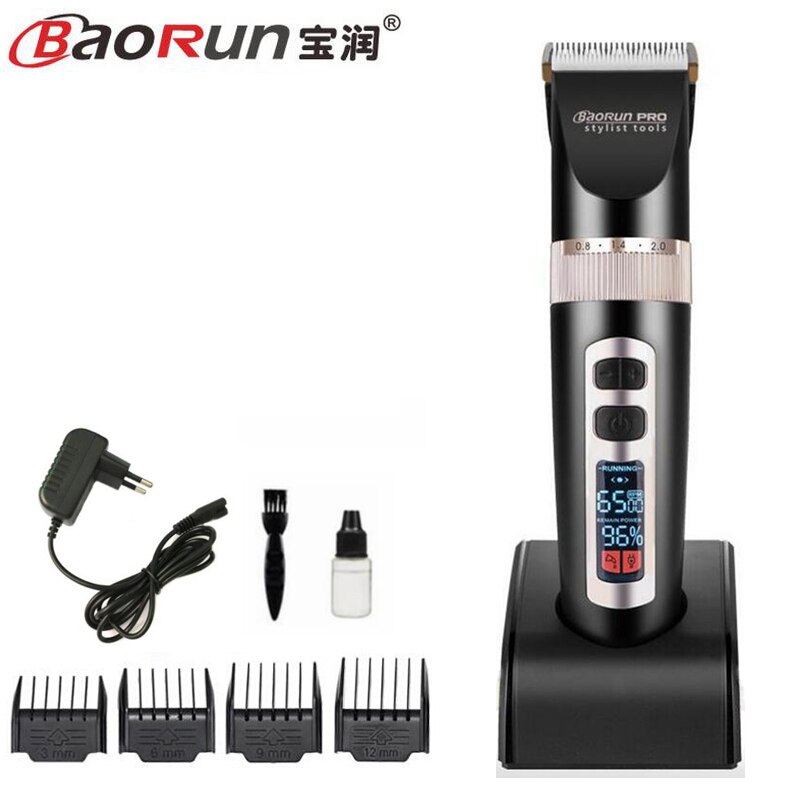 hair clipper rechargeable trimmer lithium battery Titanium blade cutter adjustable comb Fine-tuning 100-240V: standard