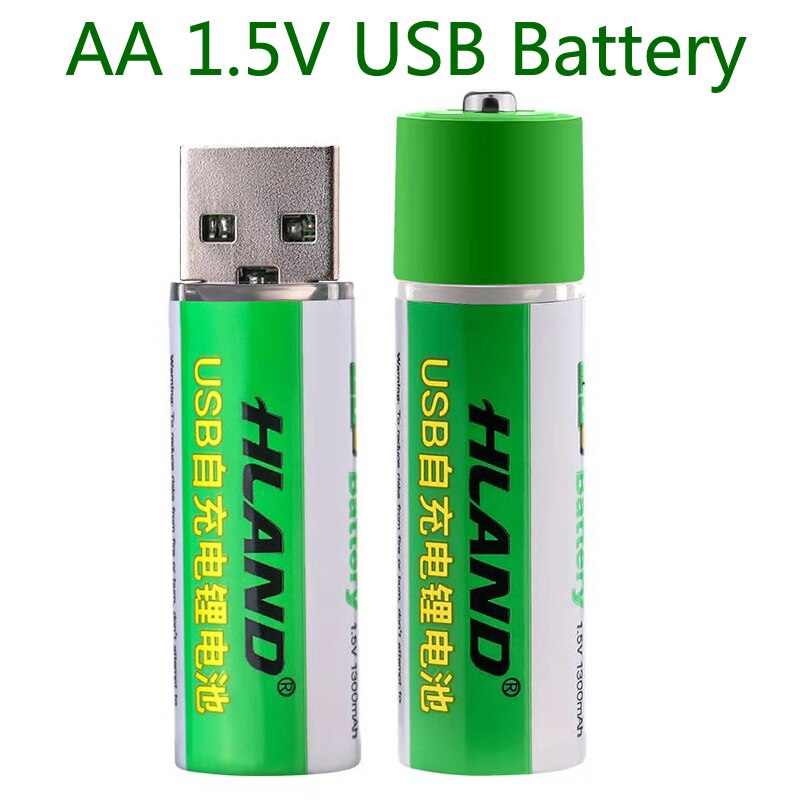 Large capacity 1.5V AA 1300mAh USB rechargeable lithium ion battery for remote control wireless mouse + cable