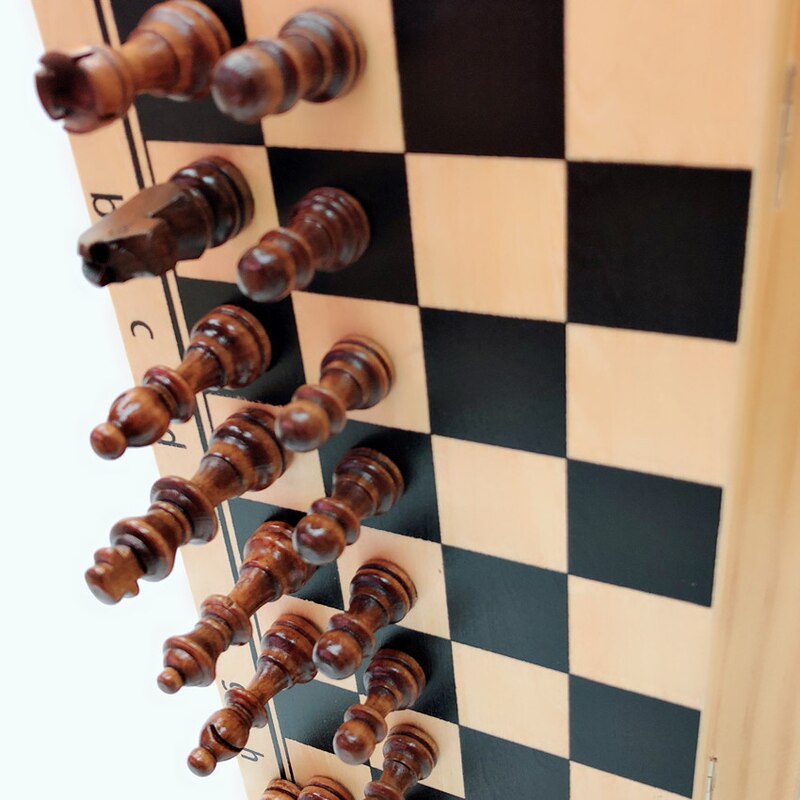 Magnetisk massivt træ folde skakbræt panel trætryk tablero ajedrez professionel underholdningsbrik og skak