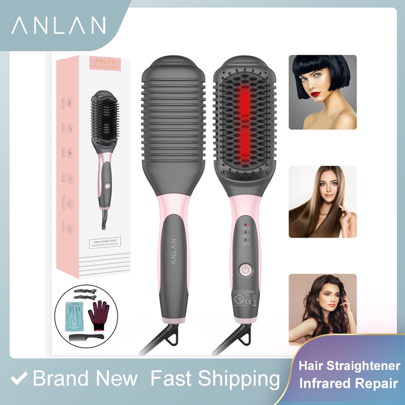 ANLAN-alisador de pelo cepillo de pelo, plancha de pelo infrarroja, iónico negativo, peine, cuidado de estilismo, herramienta para peinar