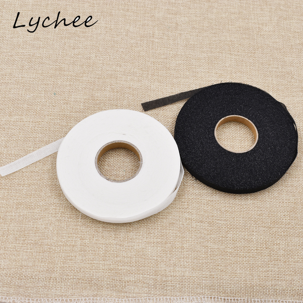 Lychee 50m sort hvid interlining tape jern på klæbende diy sybeklædning quiltning dekor bånd tilbehør