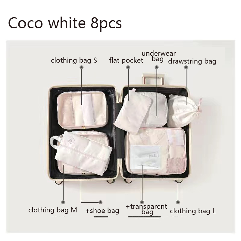 6 Stuks Koffer Organizer Verpakking Kubussen Reizen Kit Accessoires Bagage Opbergzakken Schoenkleding Organizer Toilettas Mannen Vrouwen: Bruin