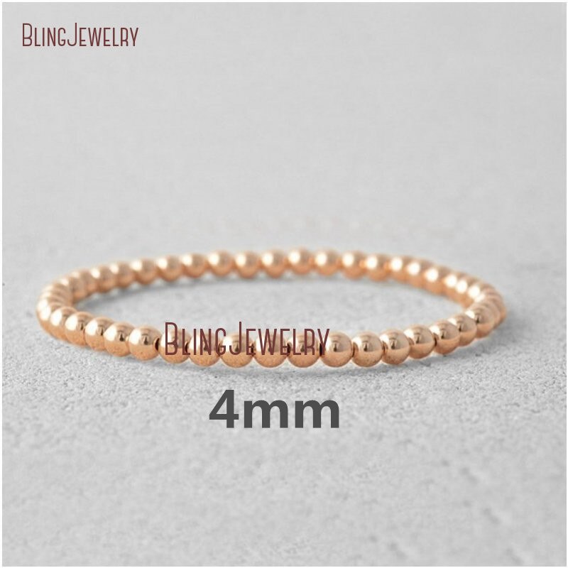 delicato Bracciale in Oro Rosa Riempito in Argento sterlina pila perlina Sfera in Rilievo del Braccialetto di Stirata BM33718: BM27858 (4mm)