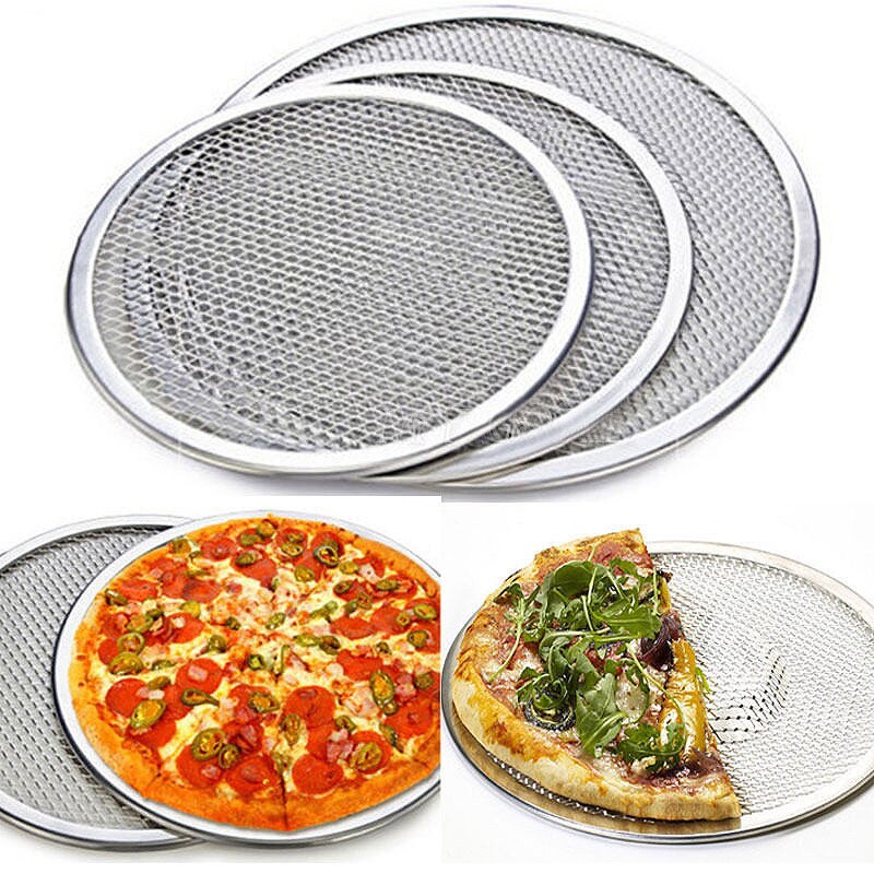 1pc 9///10 '/12 aluminium alumínio forma redonda pizza pan net tela placa de pedra bandeja torta panqueca bandeja cozinha forno ferramentas de cozimento