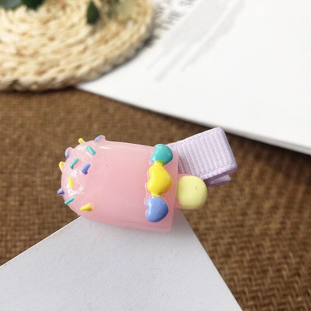 Leuke Gekleurde Donut Ijslolly Kinderen Haarspeld Haar Clips Accessoires Voor Meisjes Kids Hair Ornament Haarspeldjes Hoofdtooi: Black