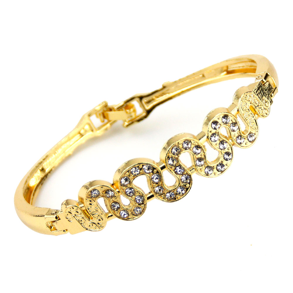 Brazalete Sunspicems Marruecos, pulsera fina para mujer, brazalete de cristal árabe, pulsera con lazo, Color dorado de 18 quilates, joyería de novia de Dubái: Color oro puro