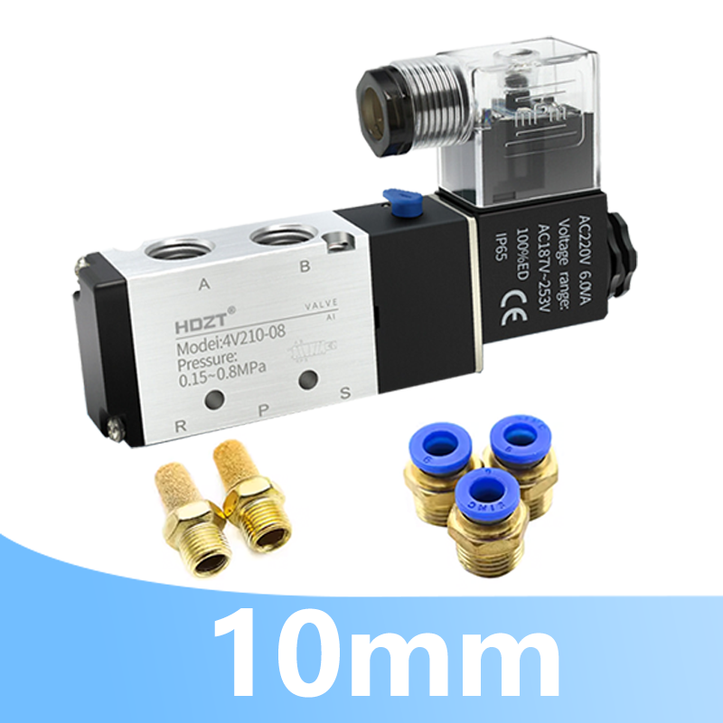 4 v 210-08 2- positions 5- vejs pneumatisk magnetventil  dc12v dc24v ac110v ac220v- vejs aluminiumslegeringshus med flere spændingsmuligheder: Kongeblå / 3/4 "