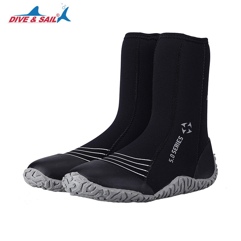 1 paar 5mm neopreen rubber Duiken laarzen voor vrouwen mannen Water Sport Snorkelen schoenen Vissen wetsuit zwemmen apparatuur: Black for men / XS Size 4