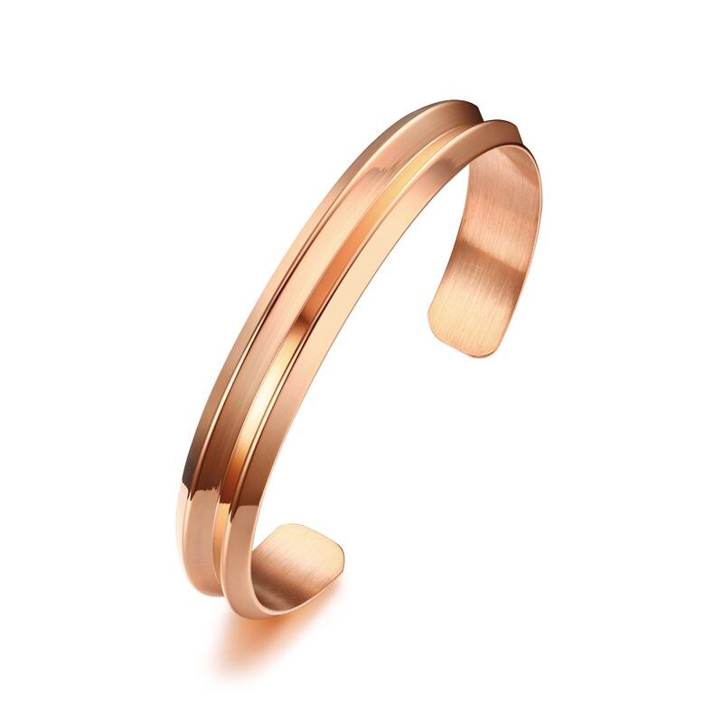 Vnox modisch Femme Armbänder & Armreifen Rose Gold-farbe Öffnen Manschette Armbänder für Frauen Partei Schmuck: Rose Gold Farbe