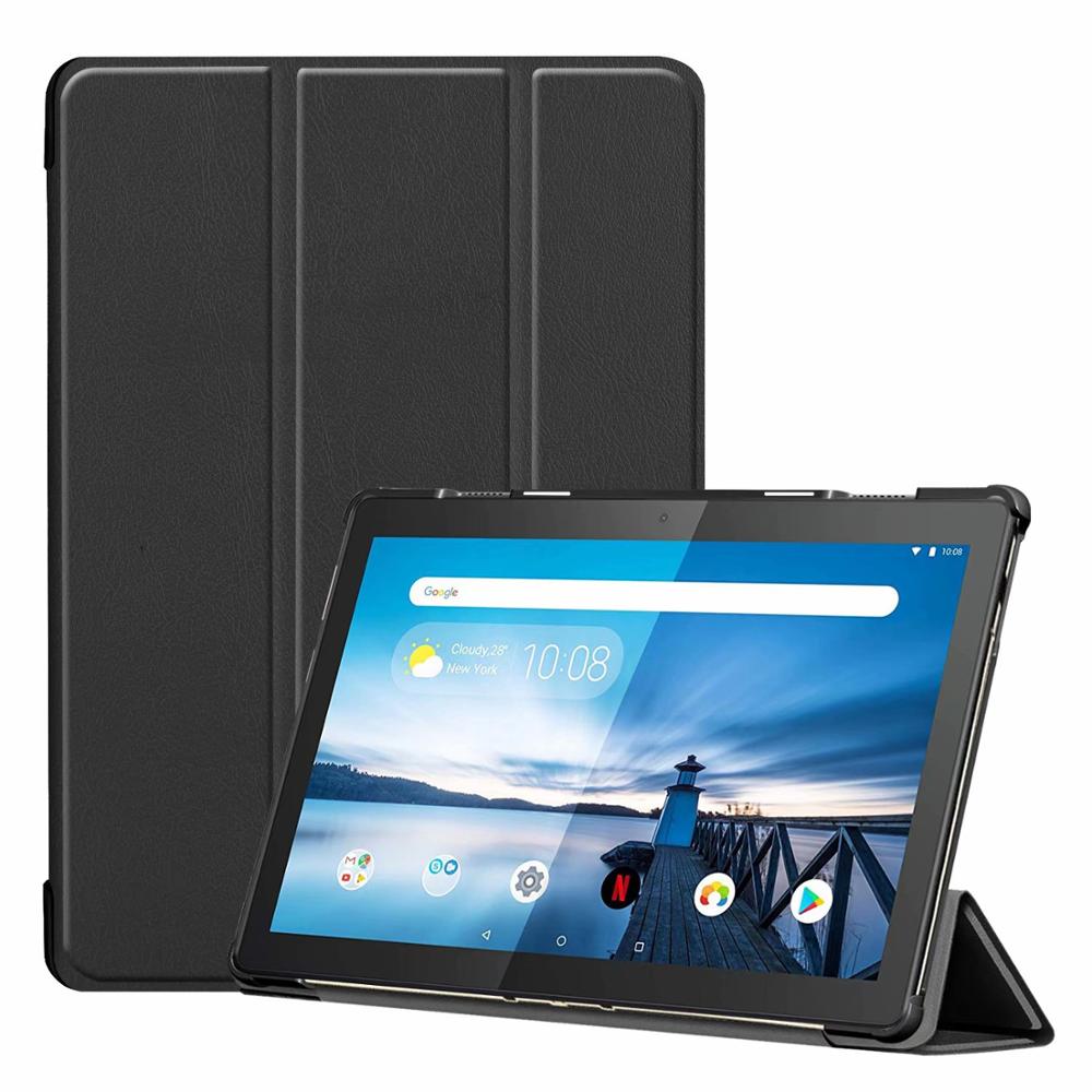 Slim Hard Case for Lenovo Tab M10 TB-X605F Release Tablet 3 Fold Magnetic Stand Cover for M10 X605 10.1 Inch: hei se