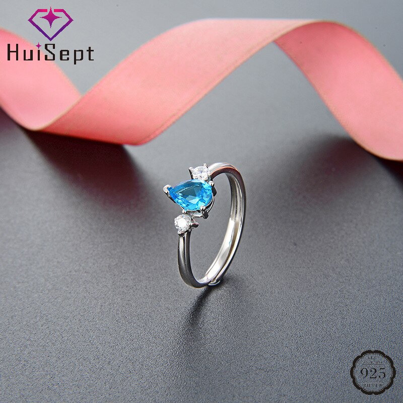 Huisept Ring S925 Sterling Zilveren Sieraden Met Saffier Zirkoon Gemstone Trendy Vinger Ringen Accessoires Voor Vrouwen Wedding Party