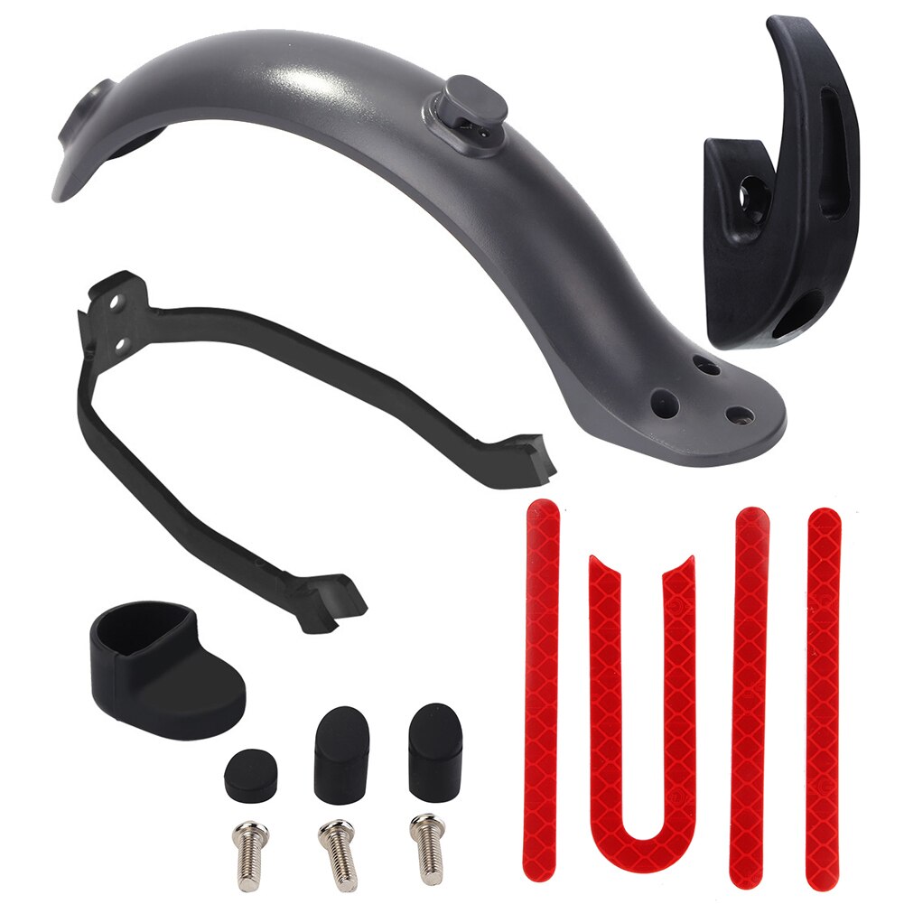 Elektrische Scooter Rear Fender + Spatbord Beugel + Voorste Haak + Schroeven + Reflecterende Sticker Set Vervanging Spatbord Onderdelen Accessoires