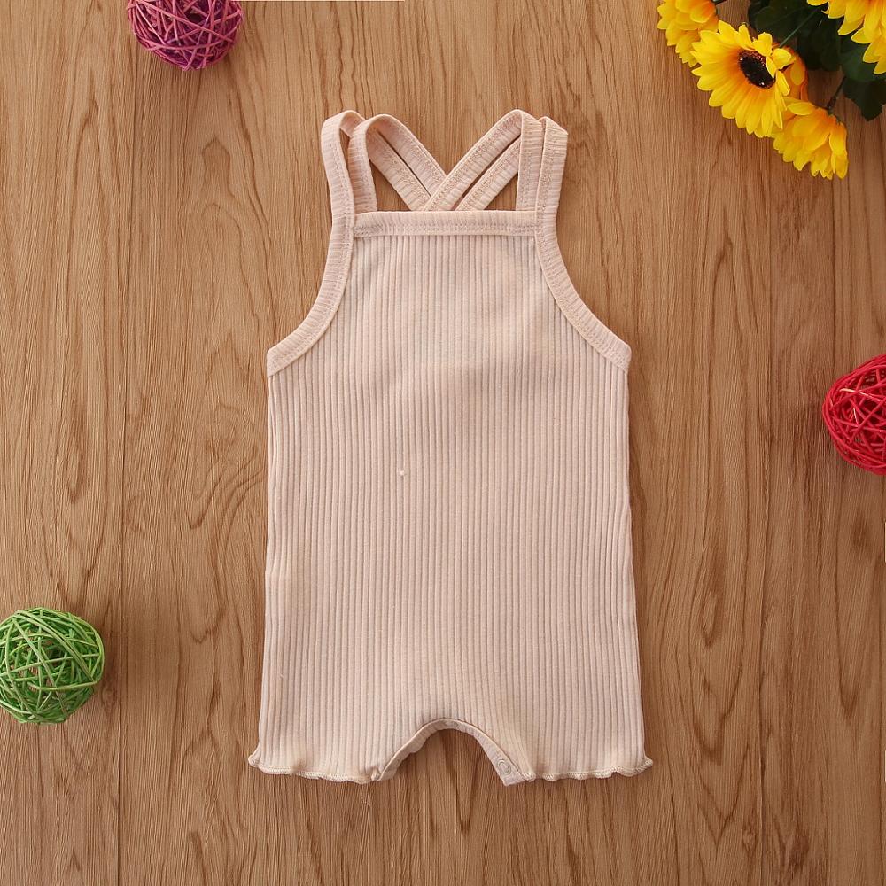 Bébé vêtements d'été bébé enfants garçon fille infantile barboteuse combinaison coton tenues ensemble côtelé solide vêtements: B / 3M