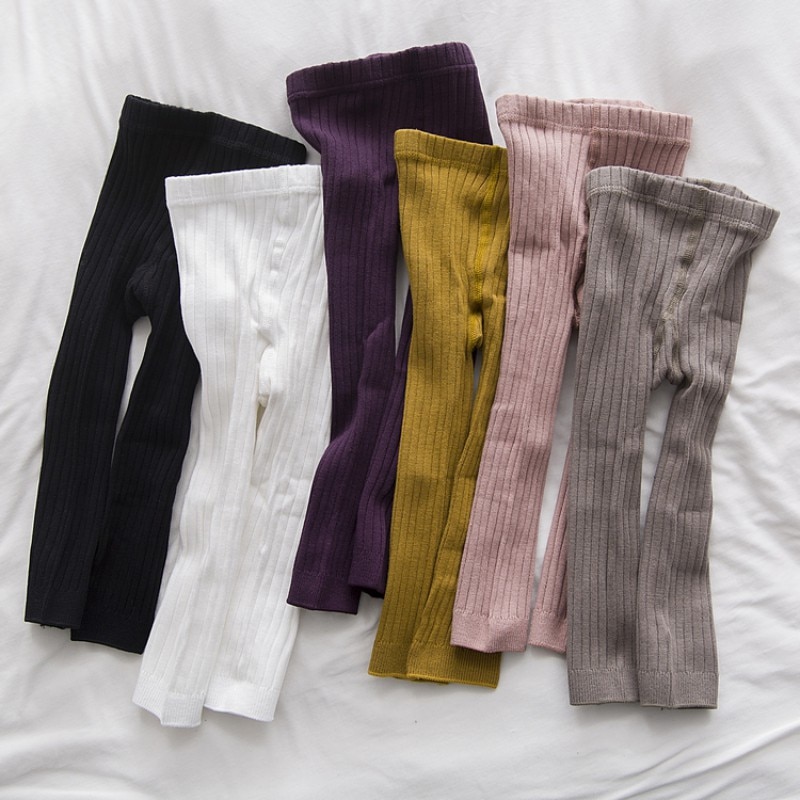 Lente Winter Kids Meisjes Gebreide Leggings Kinderen Solid Legging Baby Peuter Casual Enkel Glans Kousen