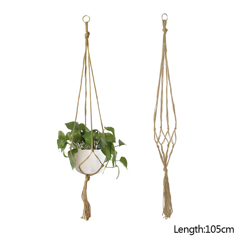 Panier suspendu en corde de coton et de chanvre pour plantes, Pot de fleur en macramé fait à la main, cintre pour plantes, fournitures de décoration intérieure et extérieure pour jardin de maison: plum