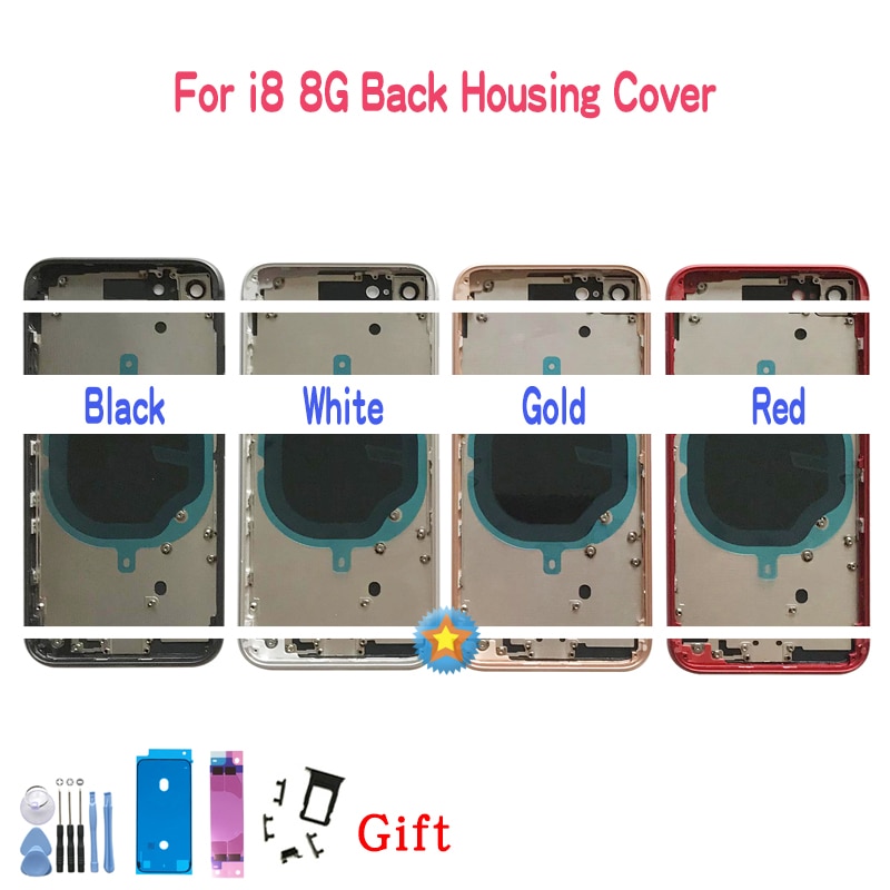 Aaa qualidade para iphone 8 plus 8 plus 8g habitação capa bateria porta traseira chassis quadro com capa traseira de vidro + ferramenta bateria adesivo