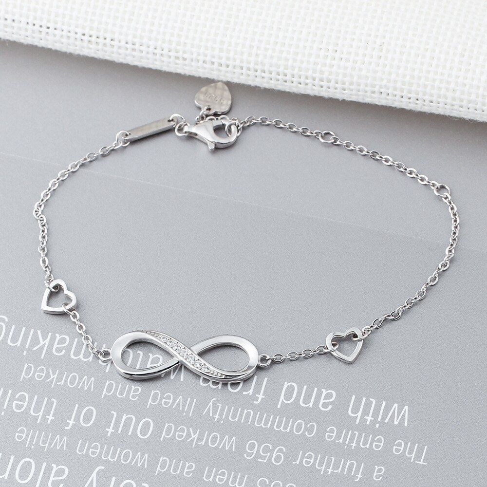 Infinity Sieraden Sets 925 Sterling Zilver CZ Kristal Bedelarmband Hanger Ketting Oorbellen Voor Vrouwen Bruiloft Sieraden