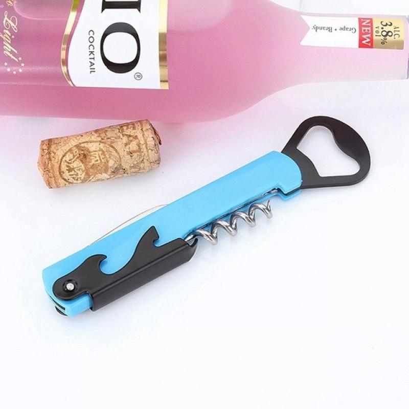 1 st 4 in 1 Kan opener Wijn flesopener Anti-slip Kan Deksel Schroef Opener Kurkentrekker voor Bier fles Jar Opener Keuken Accessoires: Blauw