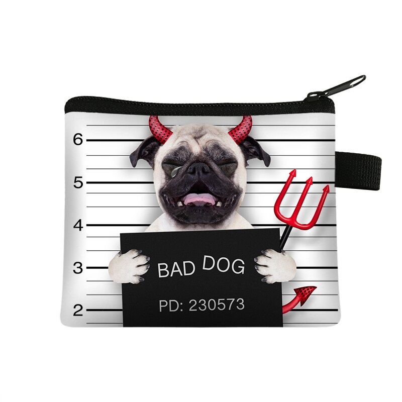 Lustige Schlechte Hund Brieftasche Niedliche Bulldogge Mops Münze Geldbörsen Damen 3D Druck Tier Ändern Nette Kleine Zipper Tasche für frauen Beutel: lqbbaddogs06