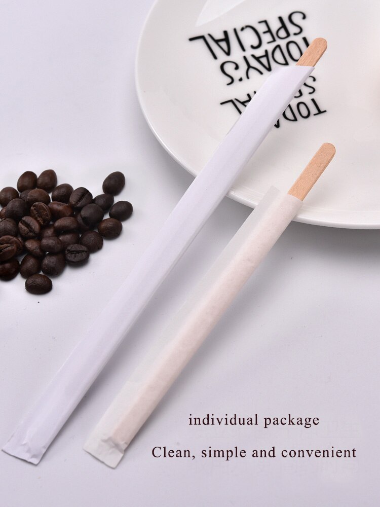 100Pcs/lot Individual Package Wooden Plastic Coffee Stir Stick Drink Disposable Stir Stick Milk Stir Stick Coffee Shop Bar