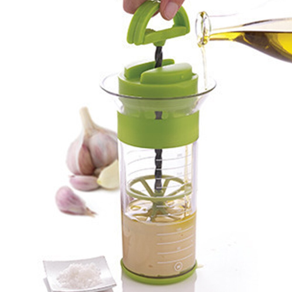 300ml Salad Dressing Shaker Cup Universal Multifunctional Unique Manual Gadget Mixer Frother Whisk Sauces