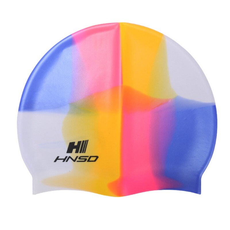 Sports Waterproof Silicone Elastic Protection Long Hair Sports Swimming Cap High Elastic Headless Swimming Hat: D