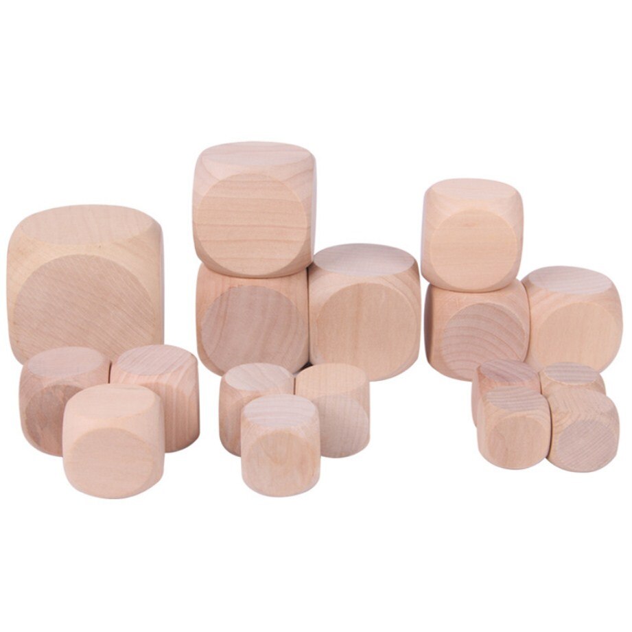 10 teile/los 6 Seitige Leere Holz Würfel Party Familie DIY Spiele Druck Gravur Kid Spielzeug 6 größe