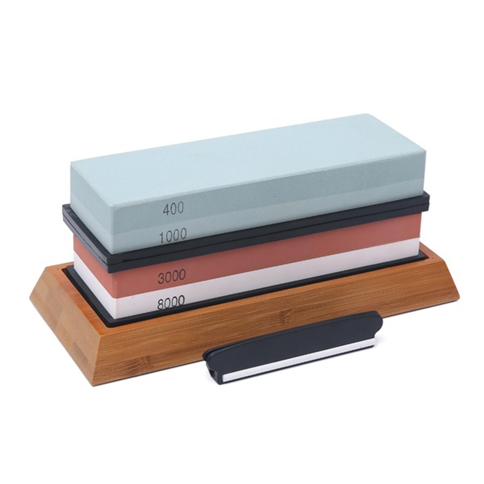 400/1000 3000/8000 Grit Slijpsteen Dubbelzijdig Slijpsteen Cut Set Met Antislip Bamboe Basis En Gratis Hoek gids