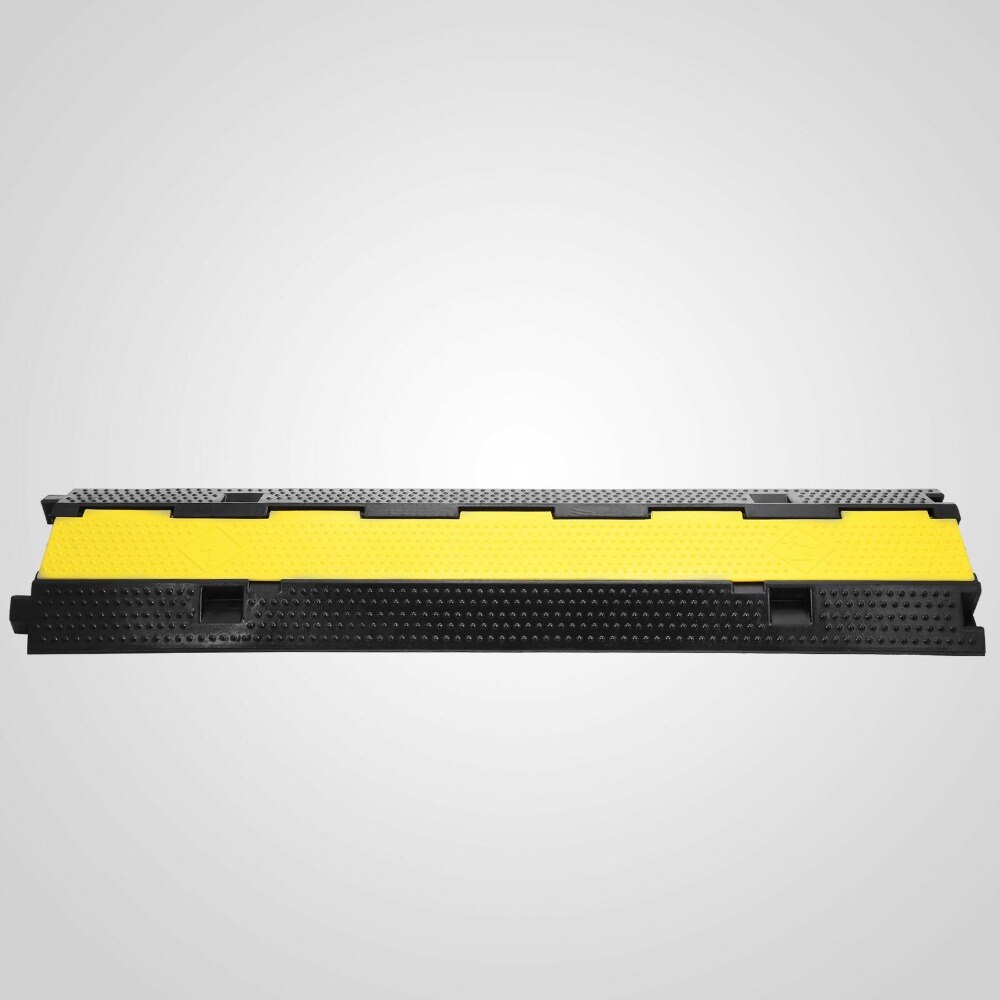 5 Channel Cable Protector Rubber Cable Protector Ramp Capacity 18,000 lbs Black and Yellow