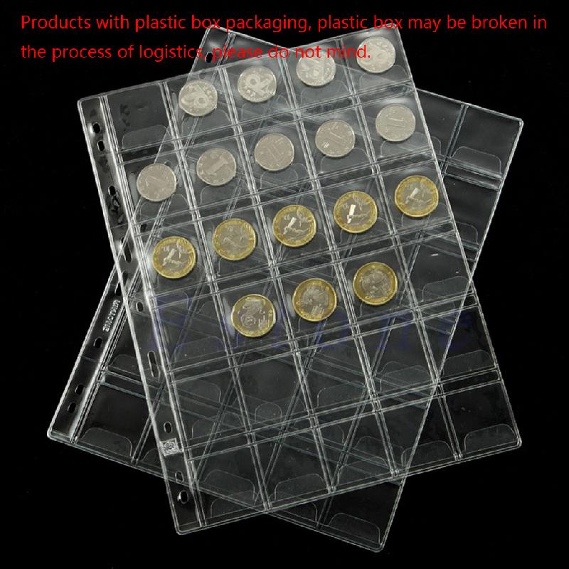 Plastic 20/30/42 Pockets Classic Coin Holders Sheets for Storage Collection Album Pockets Coin Storage Interleaf Album Pages