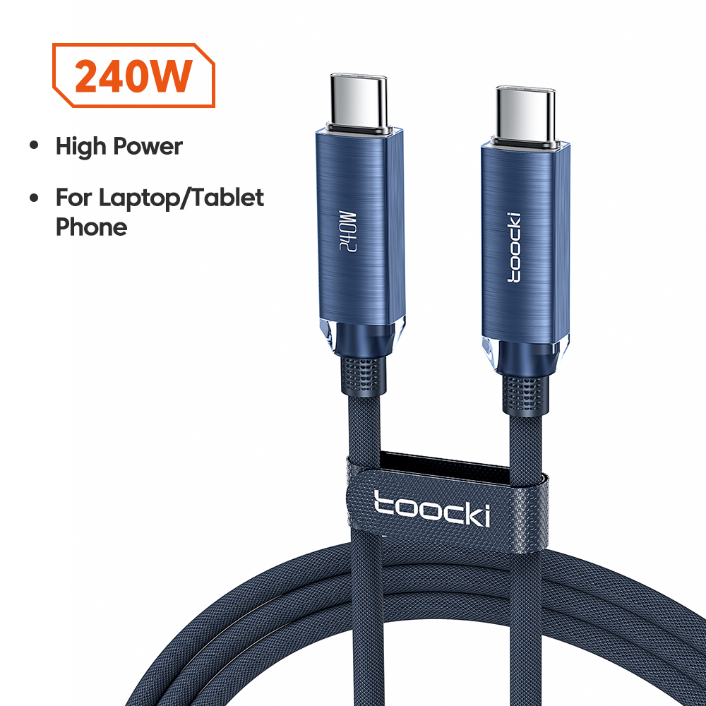 Toocki-Câble de charge super rapide USB C vers type C PD 240, chargeur pour TV PC Macbook, fil tressé pour Samsung iPhone 15, 3.1 W: Bleu / 1m