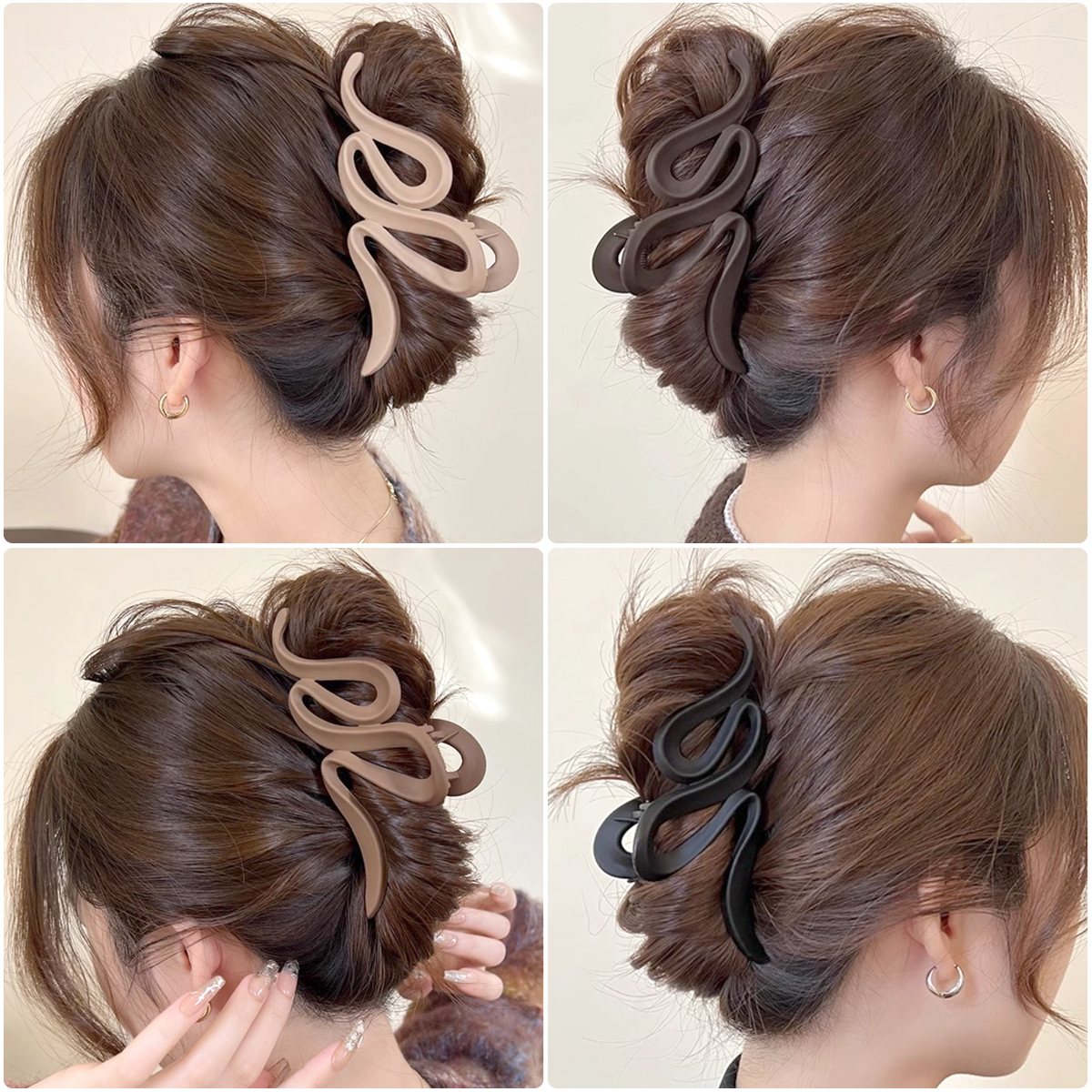 Grampo de Cabelo Tubarão Ondulado 13CM - Pinça Acrílica Fosca/Transparente para Mulheres e Meninas Acessórios de Cabelo