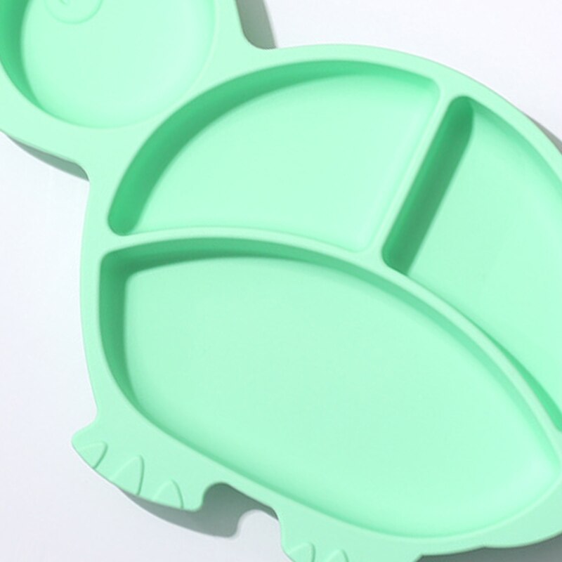 Baby Silicone Fish Tortoise Rabbite Shape Divided Suction Silicone Plate Bowl Suction Tray Antislip Kids Food Feeding Bowl