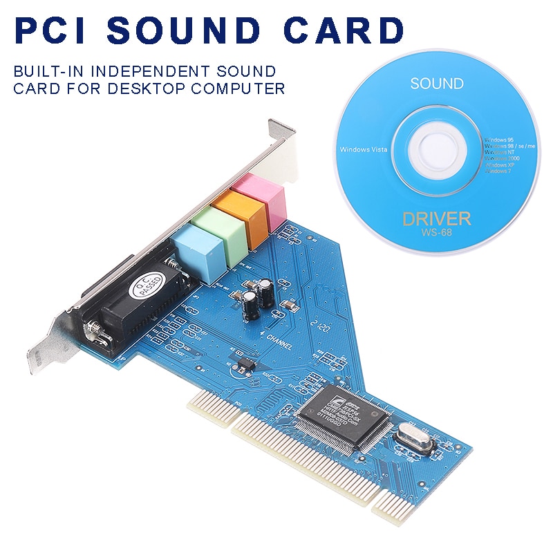 POHIKS 1pc 3D Stereo PCI Port Audio Card Internal Sound Cards With CD Driver For Desktop PC Computer