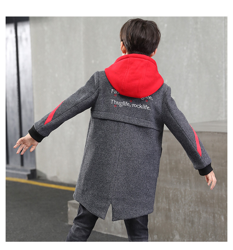 Boys'woolen giacche, cappotti, per bambini più spessa di MEDIA LUNGHEZZA dei bambini di trincea caldo vestiti di 12-15 anni