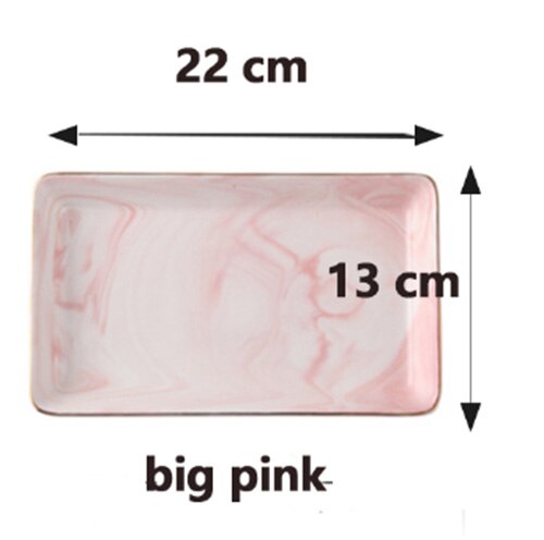 Nordic Stijl 1 Pcs Keramische Vierkante Golden Rim Sieraden Schotel Platen Ringen Snack Snoep Opbergvak Snack Bruiloft Decoratie Ambachten: pink big