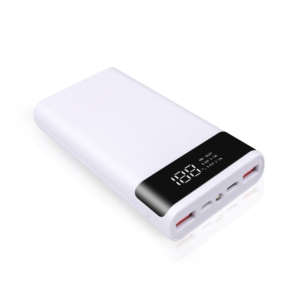 Rechargeable 5V 6x18650 Power Bank Battery Box Shell Case DIY Type-C Micro USB Mobile Phone Charger Box Case For Samsung S8 DELL: White