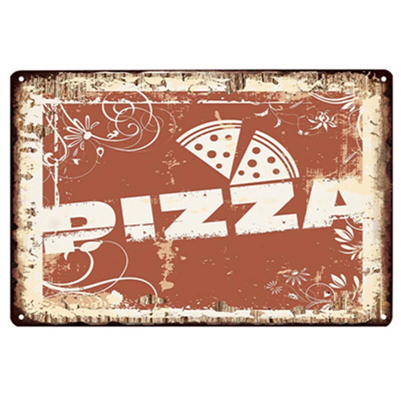 Pizza kyltti pizza ravintola ravintola retro peltimaalaus vintage metallikuva seinäkoristelu amerikkalainen minimalistinen tyyli: 5