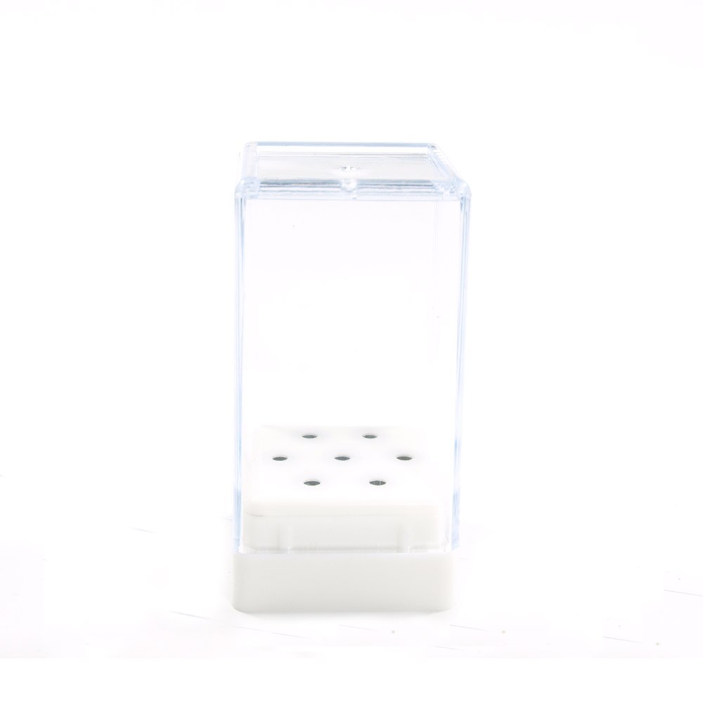 Nail 7 Gaten Slots Vierkante Plastic Nail Boor Hoofd Bits Display Opbergdoos Nail Boren Container Stand Display: White