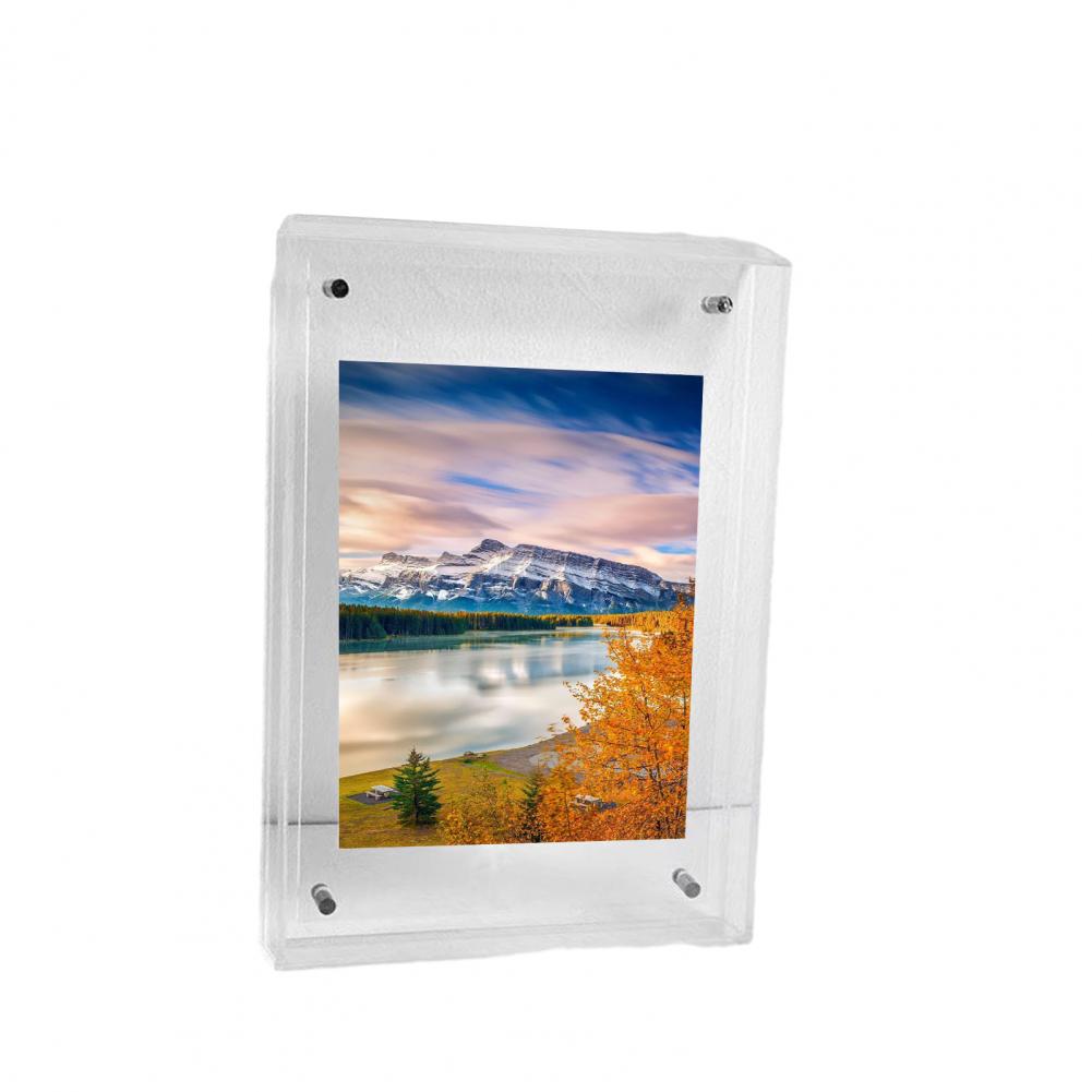 Floating Photo Frame Acrylic Picture Frame Neon Desk Wall Mounted Art Frame For Gallery Ins Style Home Office Room Decoration: Clear