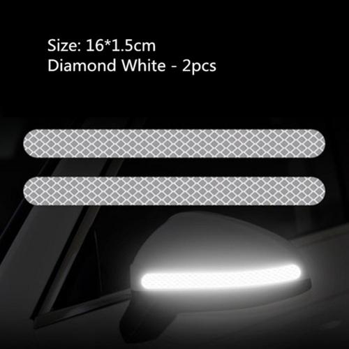 Reflective Strips 2Pcs Car Reflector Rearview Mirror Sticker Truck Vehicle Strip Tape Exterior Car Accessories: White