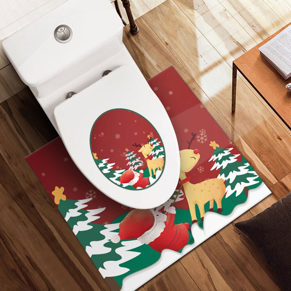 Vandtæt aftagelig jul julemanden pvc selvklæbende diy aftagelig vandtæt toilet mærkat badeværelse boligindretning: E
