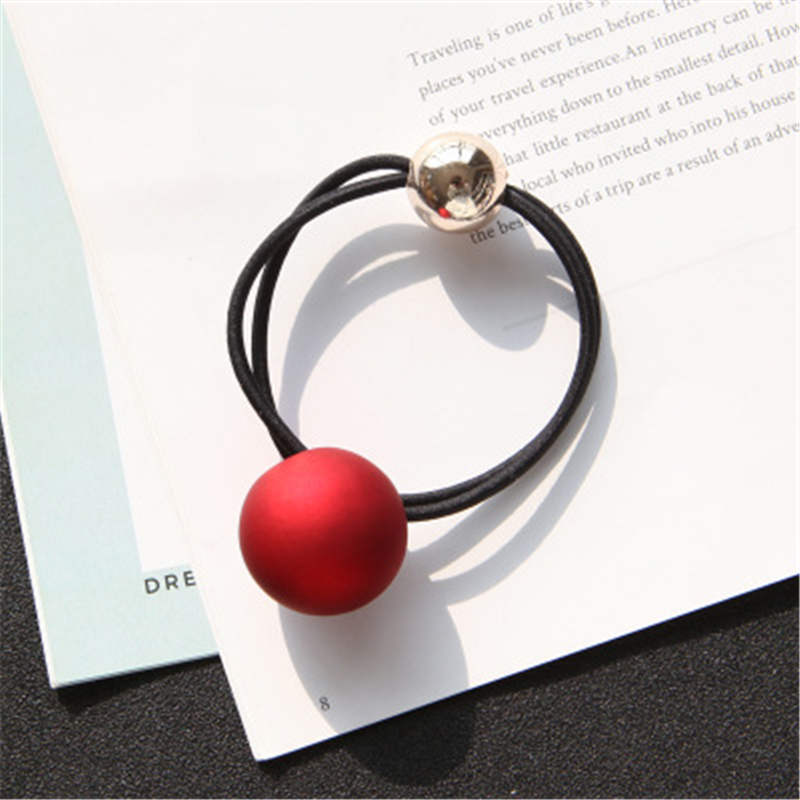 Style coréen gommage métal grosses perles cheveux corde boule bande de caoutchouc anneau de cheveux accessoires de cheveux simple cheveux braiders: Rouge