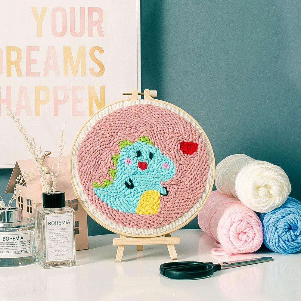 DIY Poke Embroidery Handmade Self-embroidery Kit Set Wool Embroidery CD