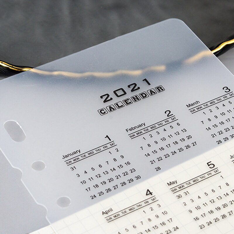 Kalender pp gennemsigtig matdeler  a5 a6 6 huller løvblade notesbog planlægger indeks ark bindemiddel kategori planlægger