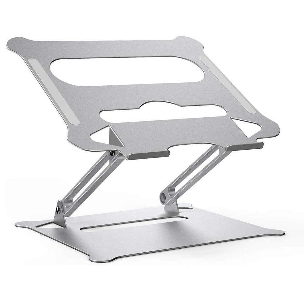 Aluminum Alloy Adjustable Laptop Stand Folding Portable for Notebook MacBook Computer Bracket Lifting Cooling Holder Non-slip: Silver