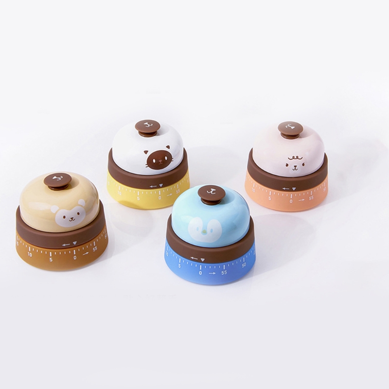 Cute Kitchen Timer Mechanical Reminder Call Bell Button 60 Minutes Countdown Timer for Cooking Reading Baking Tool Kitchen Use